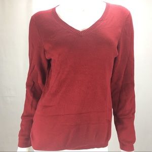 Ann Taylor LOFT Solid Red Long Sleeve Top Sweater